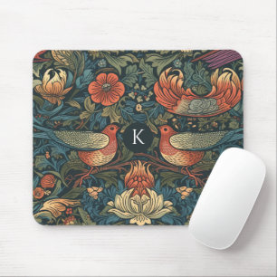 Birds Leaves Floral Vintage William Morris Pattern Mouse Pad