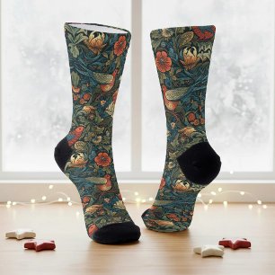 Birds Leaves Floral Vintage William Morris Pattern Socks