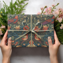 Birds Leaves Floral Vintage William Morris Pattern