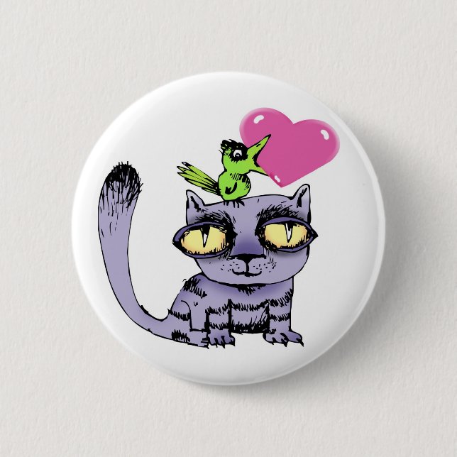 Birds Love Cats 2 Inch Round Button (Front)