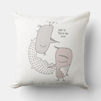 Birds lovers moody autumn cute cartoon throw pillow