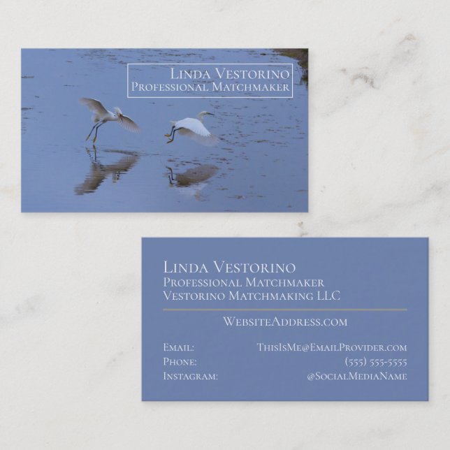 Birds Matchmaker Modern Outdoors Nature Template Business Card (Front/Back)
