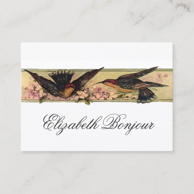 Birds Meeting ~ Business Cards Spring Flowers (Front)