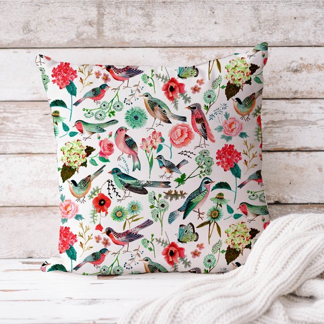 Birds multi-colour all-over print outdoor pillow (Creator Uploaded)
