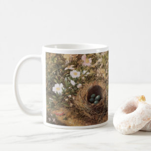 Bird's Nest and Dog Roses by John William Hill Coffee Mug