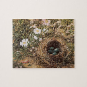 Bird's Nest and Dog Roses by John William Hill Jigsaw Puzzle