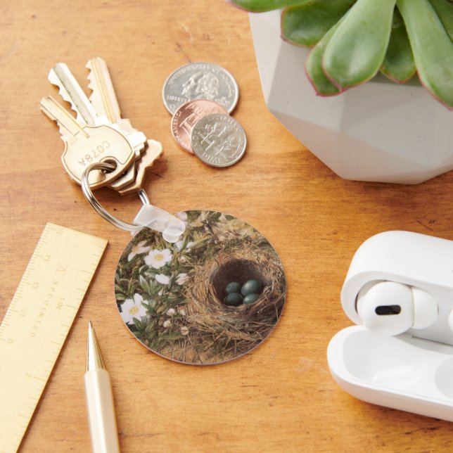 Bird's Nest and Dog Roses by John William Hill Keychain (Desk)