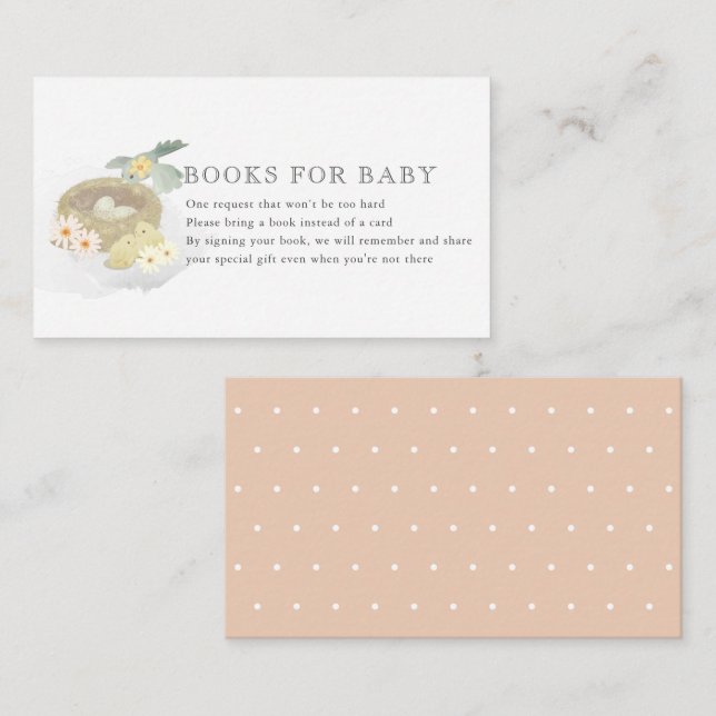 Bird's Nest Pink Girl Baby Shower Book Request Enclosure Card (Front/Back)