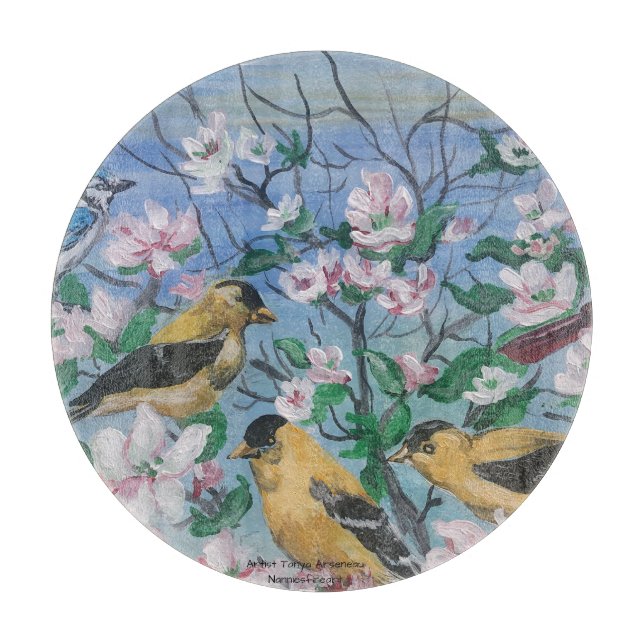 Birds New Collection Original Hand Painted Art  Cutting Board (Front)