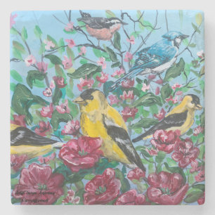 Birds New Collection Original Hand Painted Art  Stone Coaster