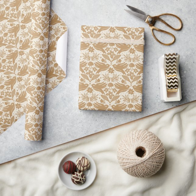 Birds of a Feather - Cream Wrapping Paper (Crafts)