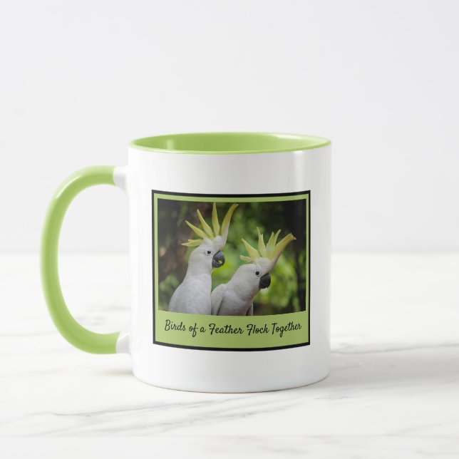 Birds of a Feather Flock Together Cockatoo Mug (Left)