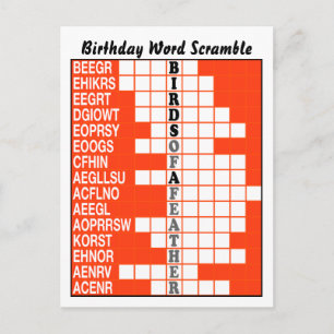 Birds of a Feather Word Scramble Postcard