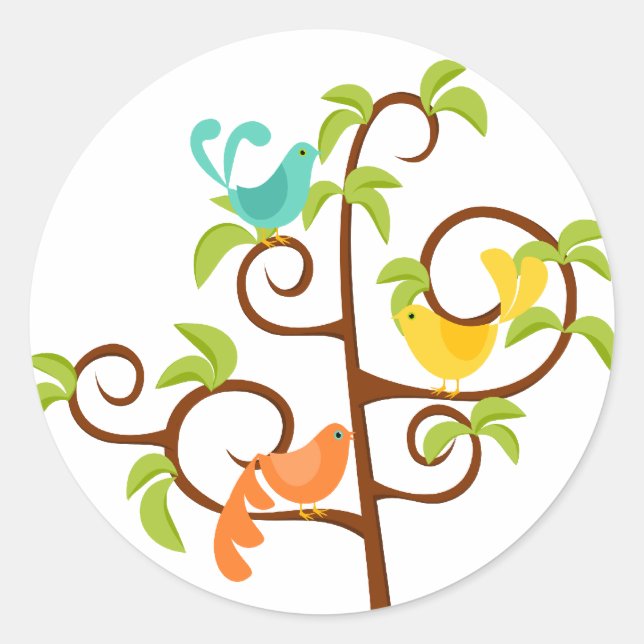 Birds of a Tree Classic Round Sticker (Front)