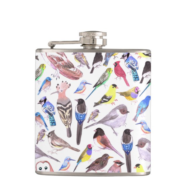 Birds of America- pets and wild birds Hip Flask (Front)