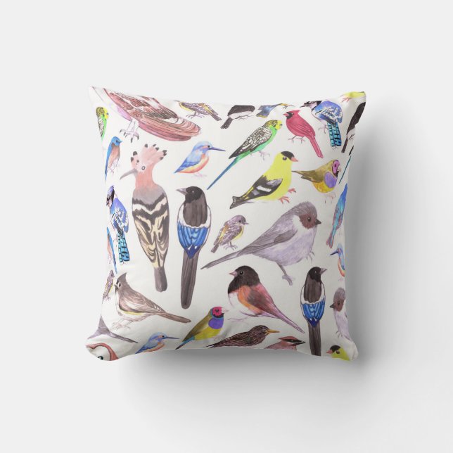Birds of America- pets and wild birds Throw Pillow (Front)