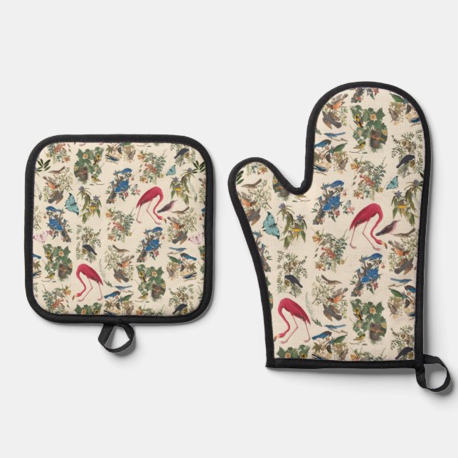 Birds of John James Audubon Oven Mitt & Pot Holder Set (Front)
