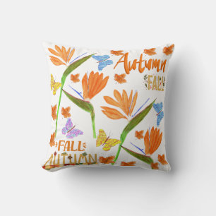 Birds of paradise  Autumn  Throw Pillow