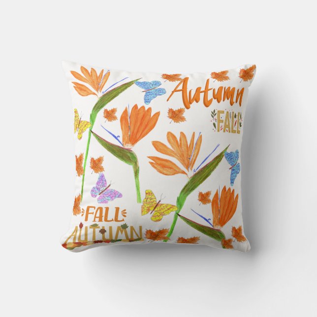 Birds of paradise  Autumn  Throw Pillow (Front)