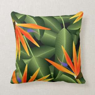 Birds of Paradise Botanical Design Throw Pillow