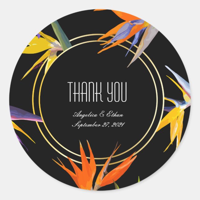 Birds of Paradise Floral Thank You Stickers (Front)