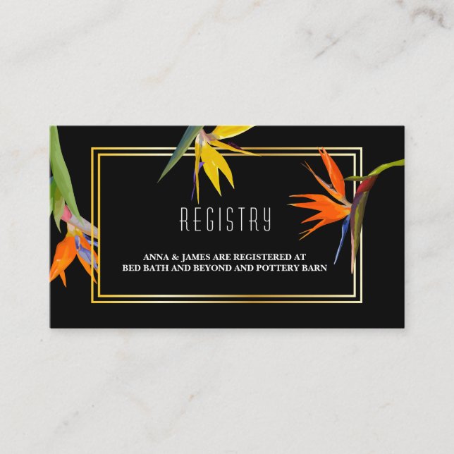 Birds of paradise Floral Wedding Registry Cards (Front)
