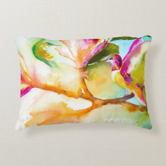Birds of Paradise Hummingbird Print Decorative Pillow