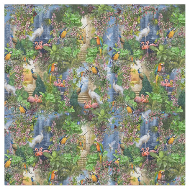 Birds of Paradise Repeat Design Fabric (Close Up)