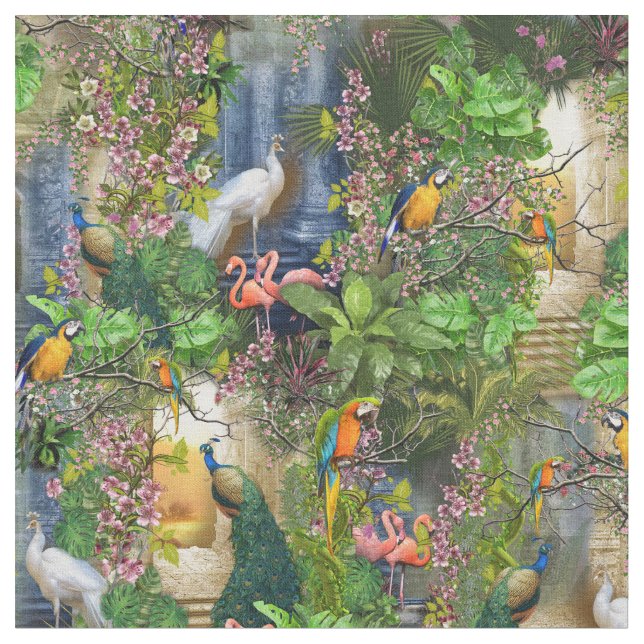 Birds of Paradise Repeat Design Fabric (Close Up)