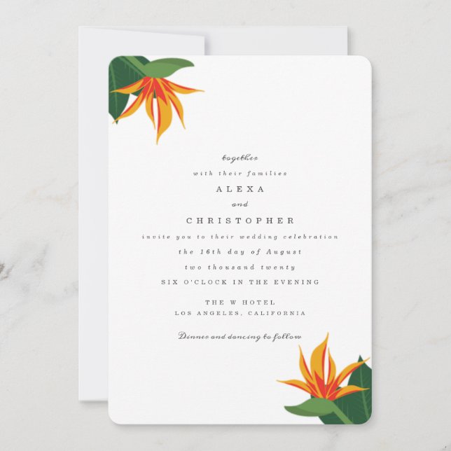 Birds of Paradise Tropical Beach Invitation de mar (Devant)