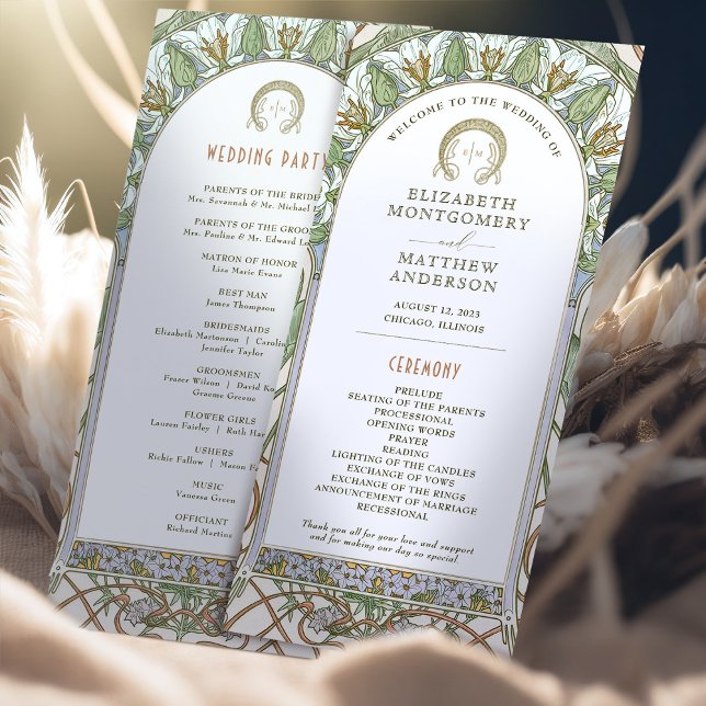 Birds of Paradise Wedding Program Art Nouveau (Creator Uploaded)