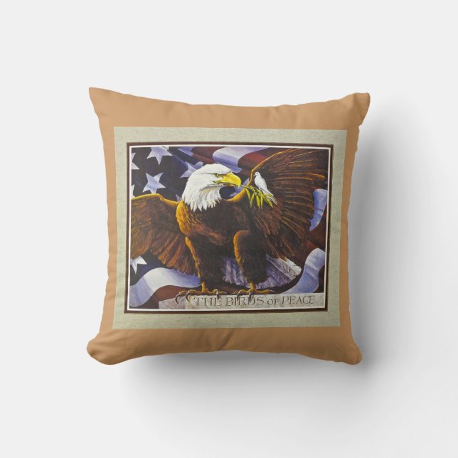 Birds of Peace Throw Pillow (Front)