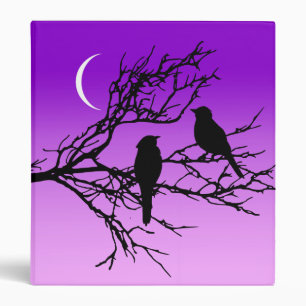 Birds on a Branch, Black Against Twilight Purple Binder