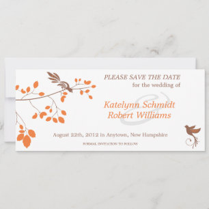 Birds On a Branch Orange & Brown Save the Date