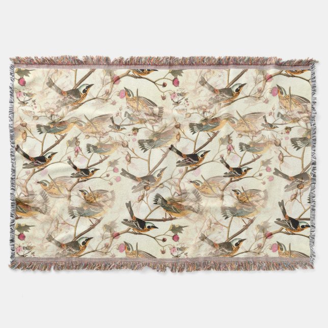 Birds on a Branch Throw Blanket (Front)