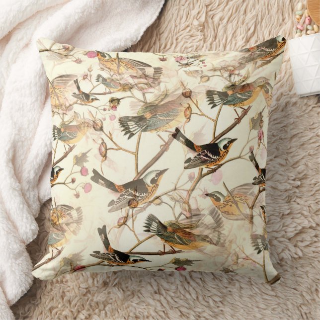 Birds on a Branch Throw Pillow (Blanket)