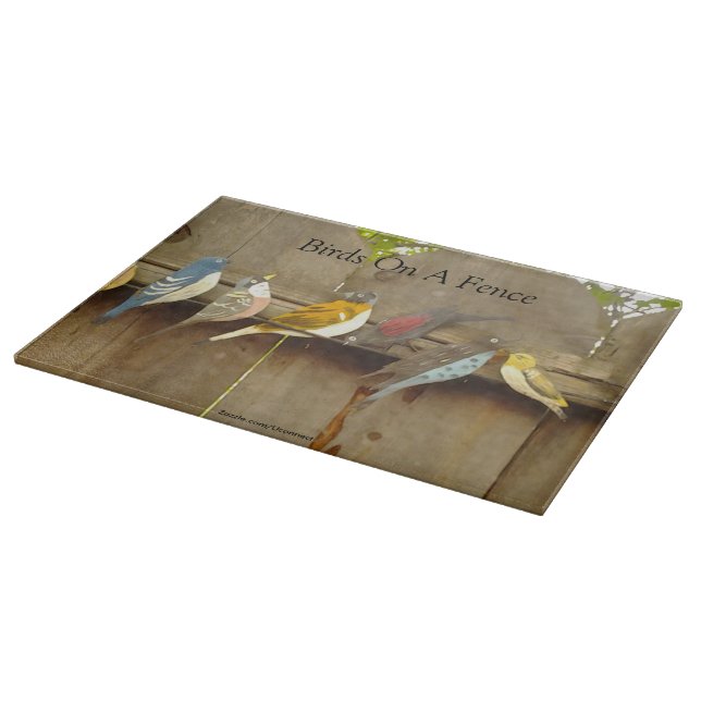 Birds On A Fence - Rustic Cutting Board (Corner)