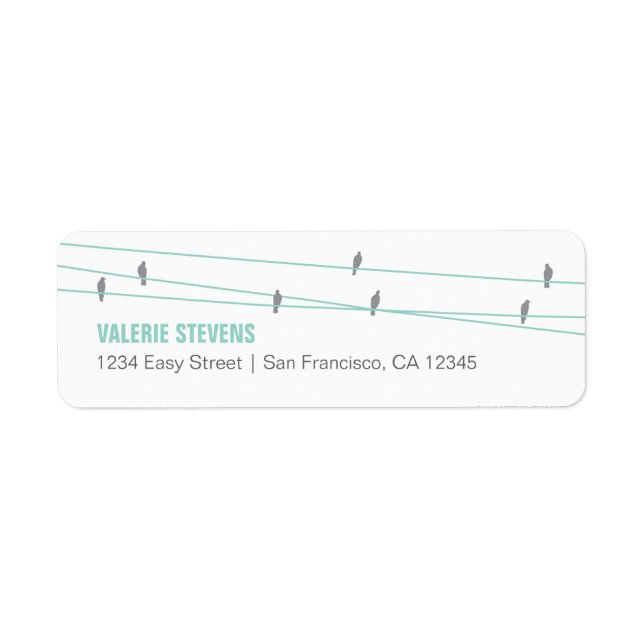Birds on a Wire Address Label (Blue) (Front)