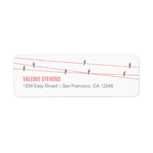 Birds on a Wire Address Label (Pink)