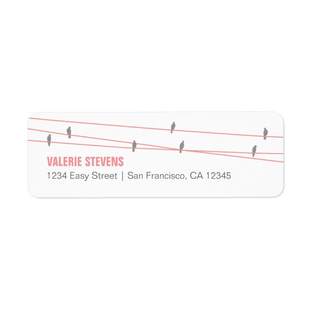 Birds on a Wire Address Label (Pink) (Front)