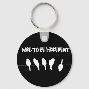 Birds on a wire – dare to be different (black) keychain
