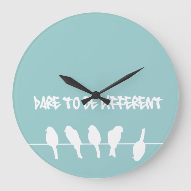 Birds on a wire – dare to be different (black) large clock (Front)