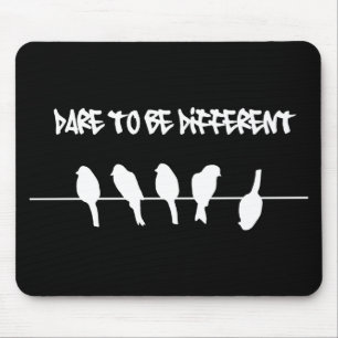 Birds on a wire – dare to be different (black) mouse pad
