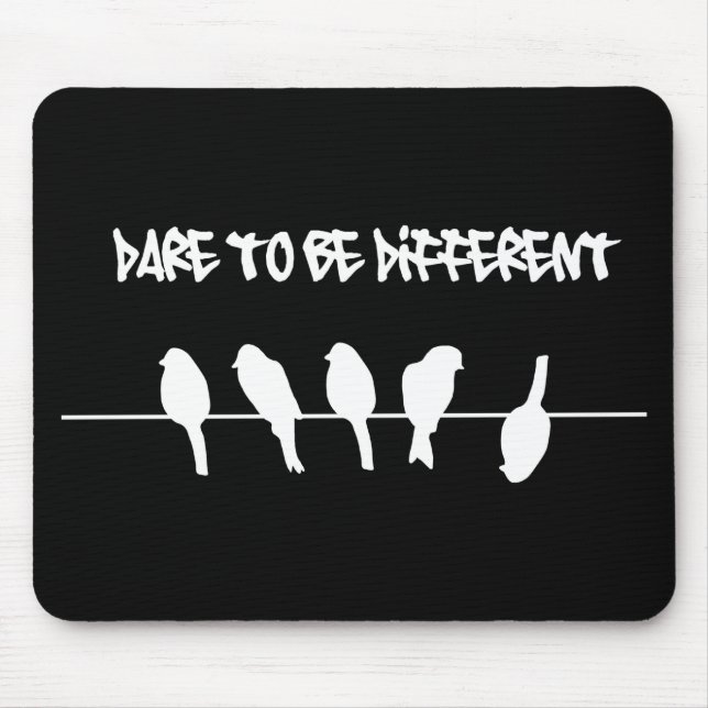 Birds on a wire – dare to be different (black) mouse pad (Front)