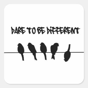 Birds on a wire – dare to be different square sticker