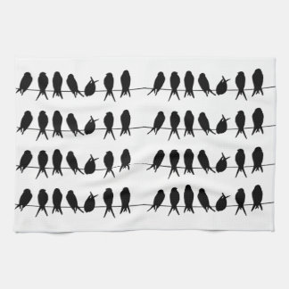 Birds on a wire ~ editable background colour kitchen towel