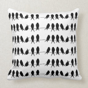 Birds on a wire ~ editable background colour throw pillow