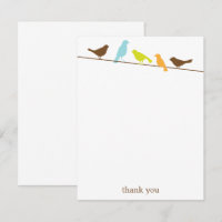 Birds on a Wire Flat Thank You Note Cards