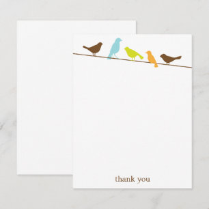 Birds on a Wire Flat Thank You Note Cartes