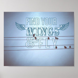 Birds on a wire, fly poster